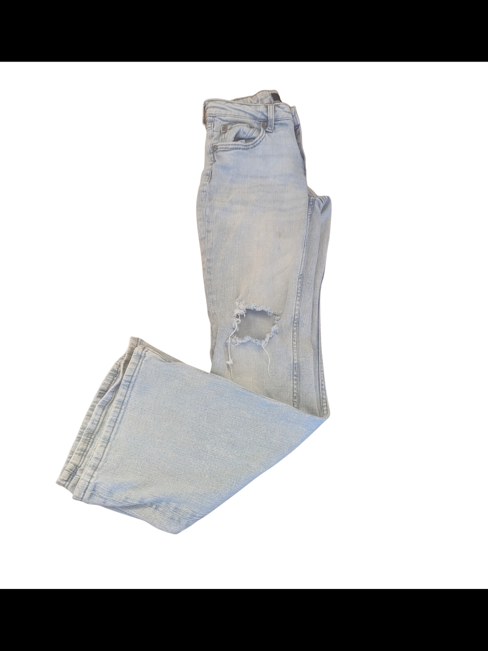 GUC Aeropostale Womens 2 Regular Lowrise Distressed Light Wash Flare Blue Jeans
